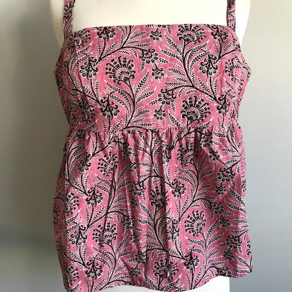 J.Crew Collection Shoulder Tie Empire Blouse Ratti Coral Vines Print Pink XL NWT - Picture 3 of 11